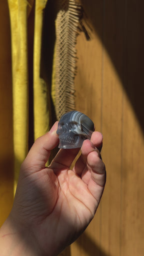 Agate Crystal Skull - Large Hand Carved 2" Reiki, Chakra Healing Crystal Skull Stone RARE
