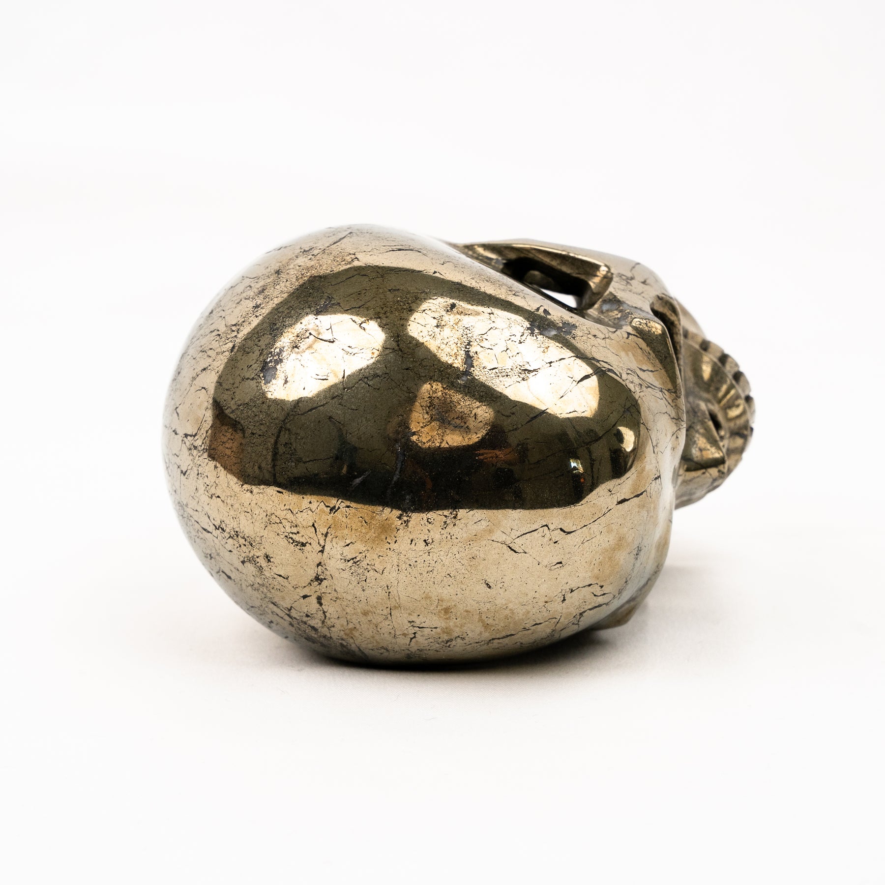 Gold Iron Pyrite Skull - Hand Carved 5" Large Crystal Skull