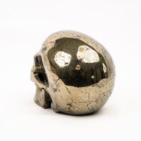 Gold Iron Pyrite Skull - Hand Carved 5" Large Crystal Skull