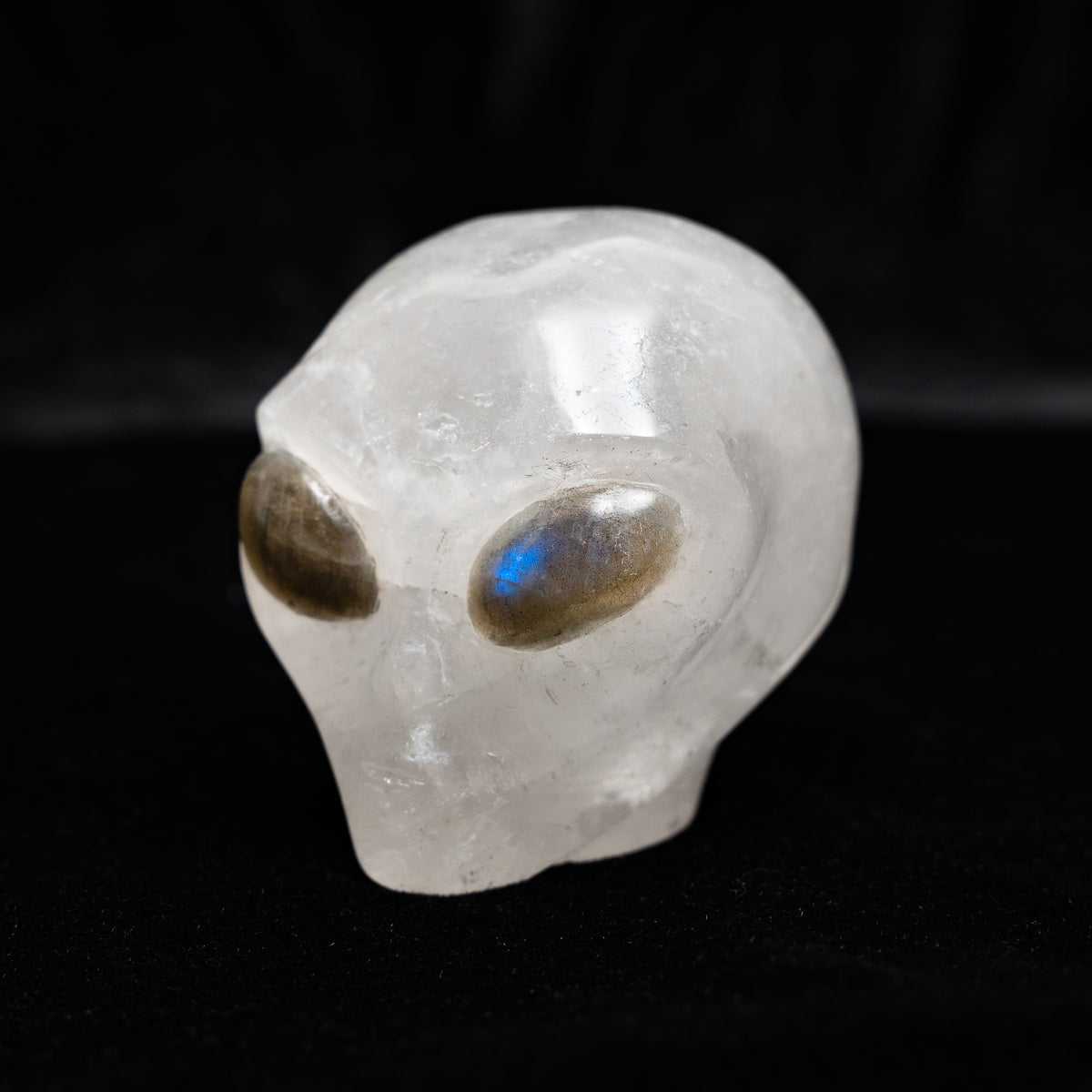 Angolan Quartz Crystal Alien Labradorite Eyes - 3.25" Hand Carved Crystal Skull