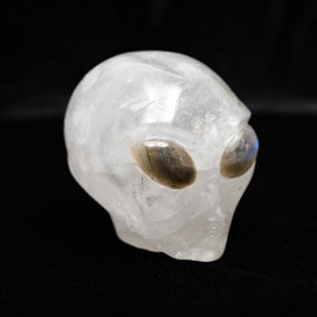 Angolan Quartz Crystal Alien Labradorite Eyes - 3.25" Hand Carved Crystal Skull