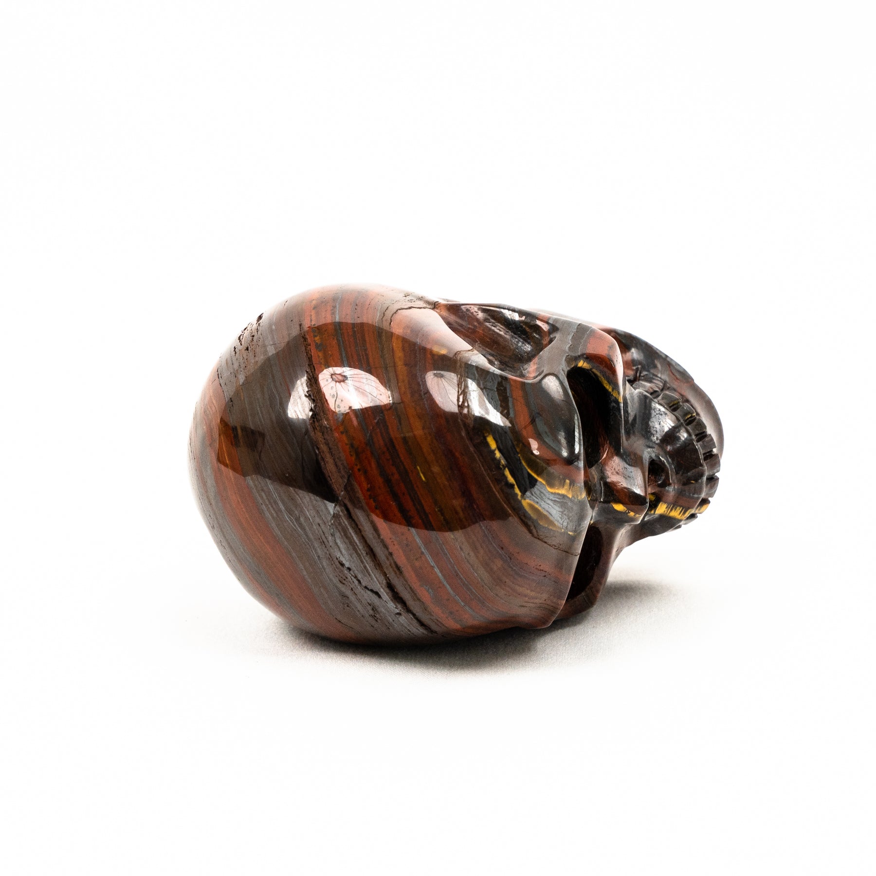 Red Tigers Eye Quartz Crystal Skull - Hand Carved 3.5" Crystal Skull