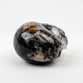 Black Tourmaline in Quartz 4.25" Large Crystal Skull