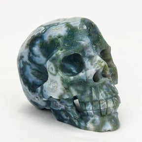 Druzy Moss Agate 4.5" Crystal Skull - RARE
