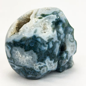 Druzy Moss Agate 4.5" Crystal Skull - RARE