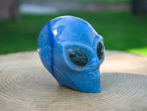 Blue Aventurine 4" Crystal Alien with Labradorite Eyes - RARE