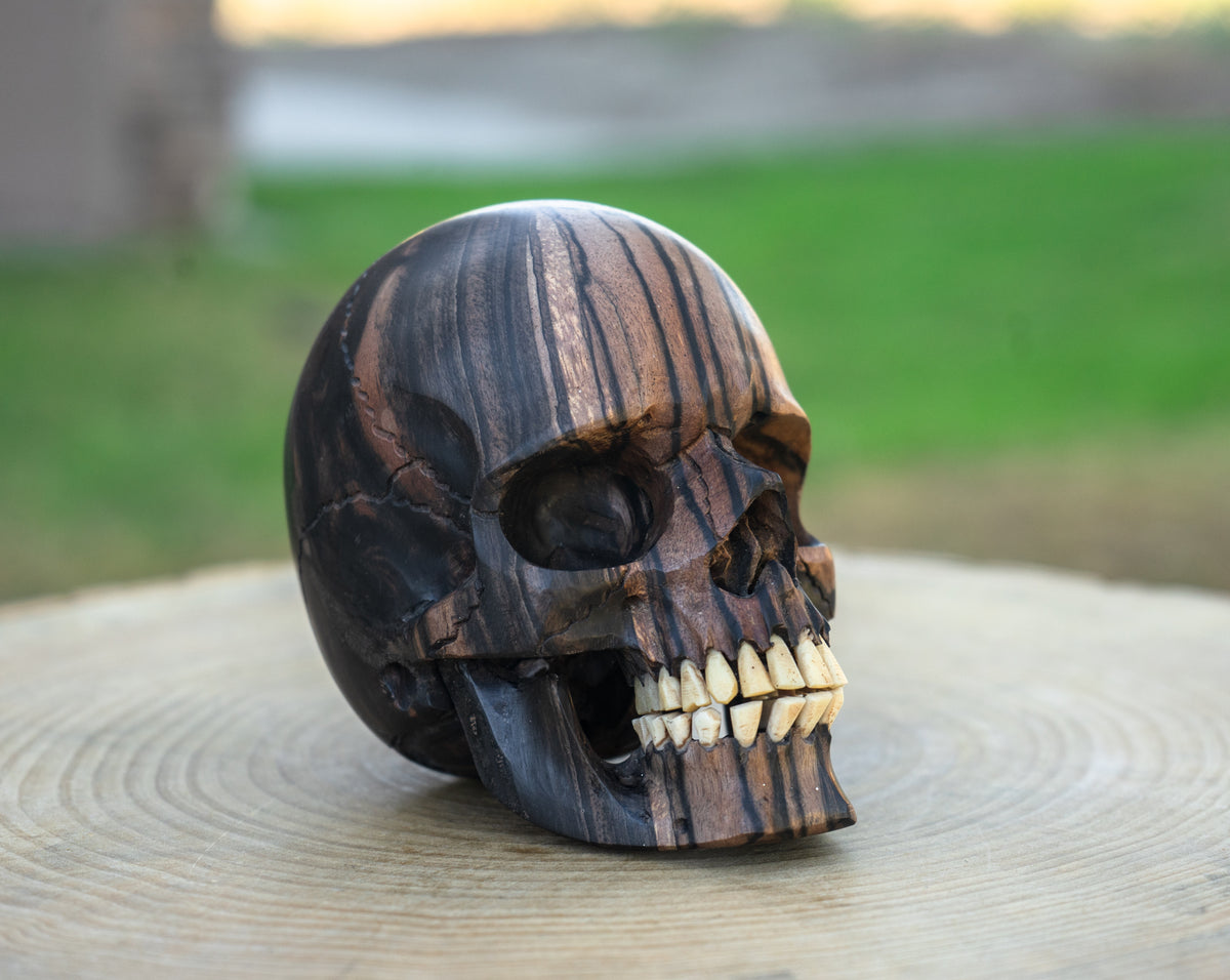 Black Ebony 4.5" Wood Skull