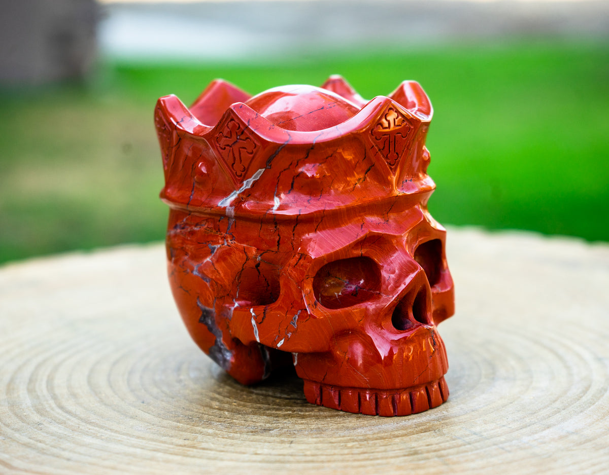 Red Jasper 4.25" Crowned Crystal Skull