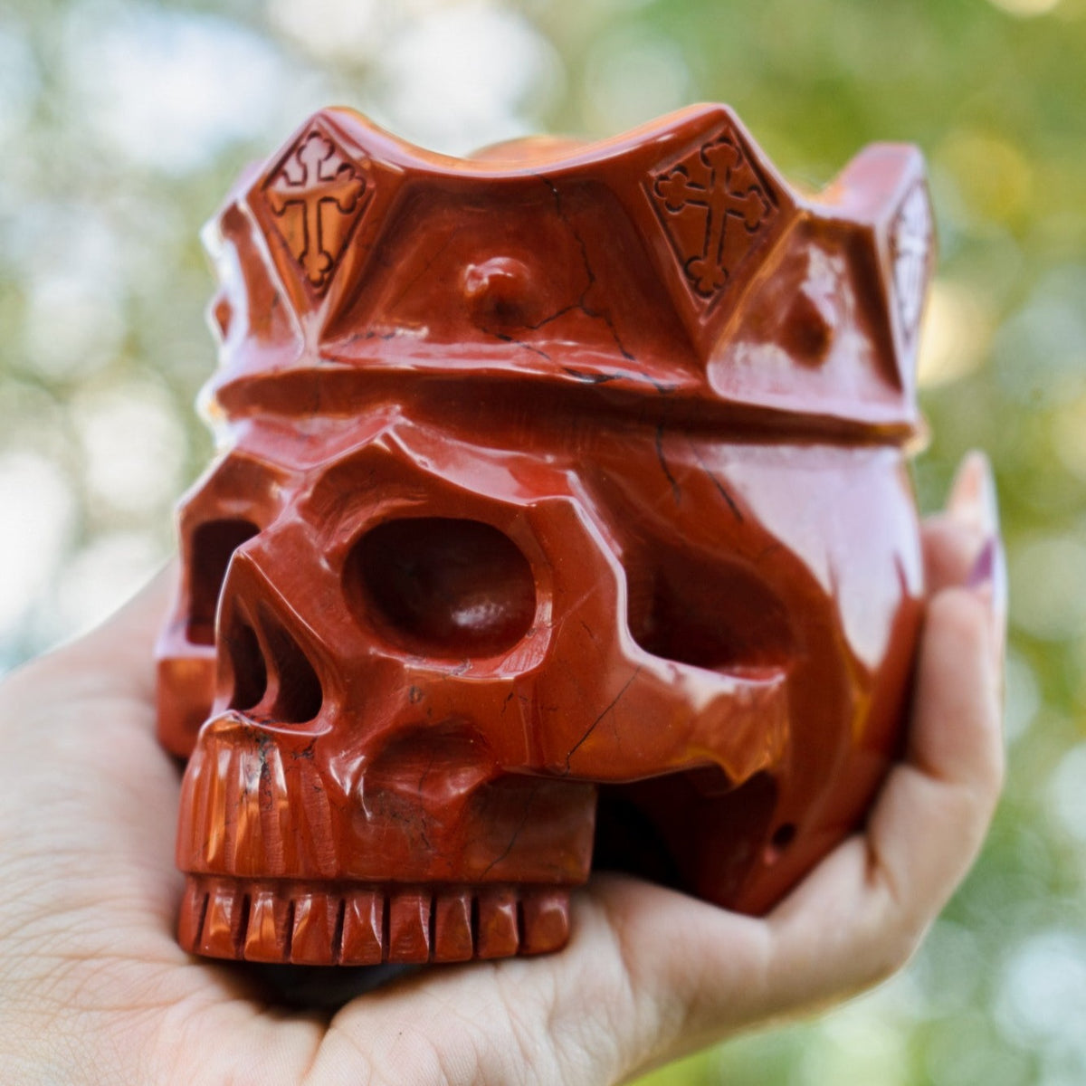 Red Jasper 4.25" Crowned Crystal Skull