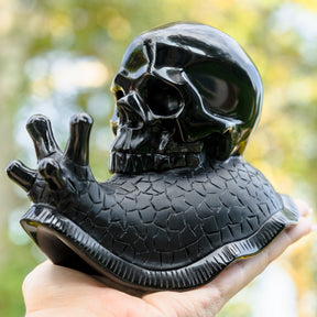 Black Obsidian 6" Crystal Skull Snail