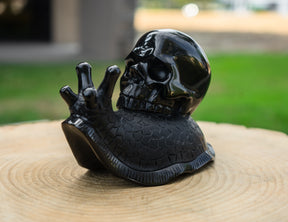 Black Obsidian 6" Crystal Skull Snail