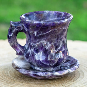 Chevron Amethyst Crystal Tea Cup Set