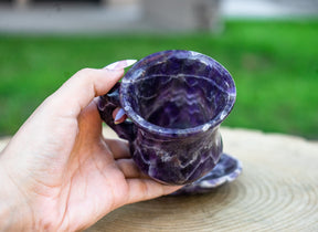 Chevron Amethyst Crystal Tea Cup Set