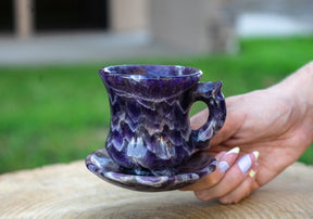 Chevron Amethyst Crystal Tea Cup Set