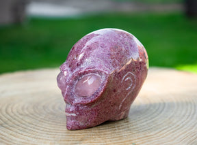 Rhodonite 3.75" Crystal Alien with Rose Quartz Eyes